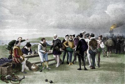 Armada v dohledu, Plymouth motyka, 1880, 1911 od John Seymour Lucas