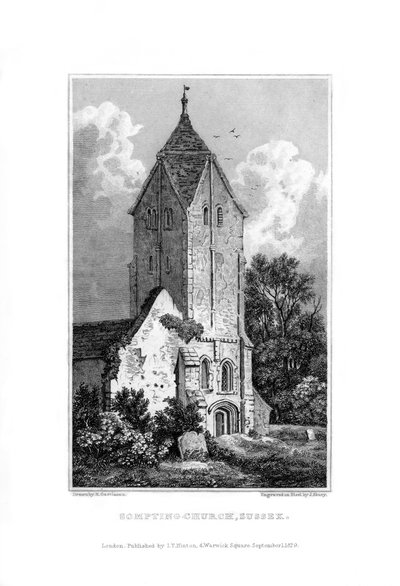 Sompting Church, Sussex, 1829. od John Shury