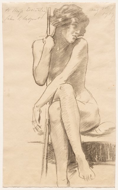 Ženský akt sedící na nízké lavici od John Singer Sargent
