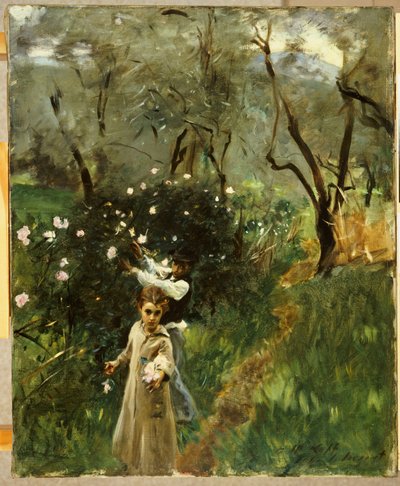 Sbírání květin za soumraku od John Singer Sargent