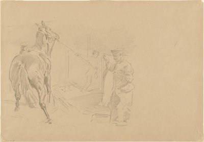 Muž táhnoucí koně do stání od John Singer Sargent