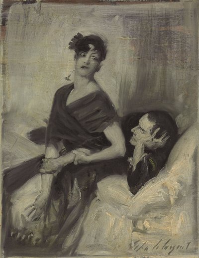Muž a žena na posteli, cca 1880-1882 od John Singer Sargent