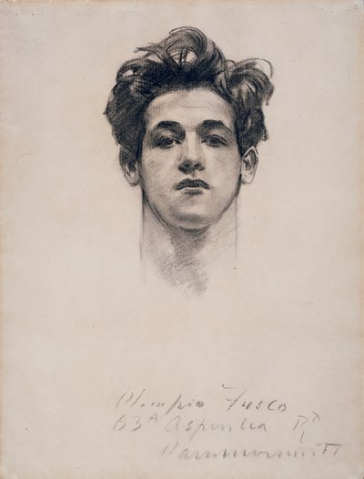 Olimpio Fusco, cca 1900-10 (uhlí a pahýl na papíře) od John Singer Sargent