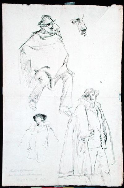Studie pro benátskou pouliční scénu (inkoust na papíře) od John Singer Sargent