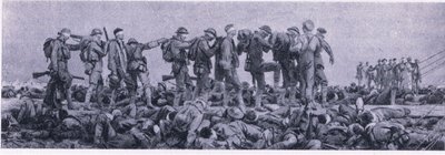 Obvazová stanice. Oběti z Mustard Gas, z British Adventure vydané Collinsem, 1947 od John Singer Sargent