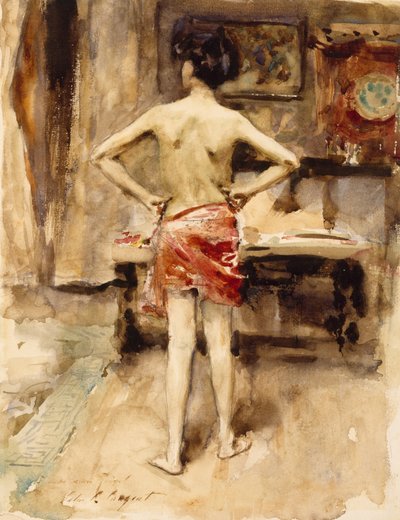 Model, 1876 (wc nad grafitovou tužkou na tkaném papíře) od John Singer Sargent