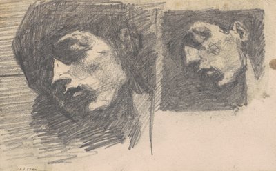 Dvě hlavy, 1875-80 (grafit na tkaném papíře) od John Singer Sargent