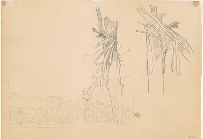 Dva rozbité stromy a studie pro cestu [verso], 1918. od John Singer Sargent