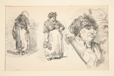 Dvě stojící postavy a jedna hlava od John Singer Sargent