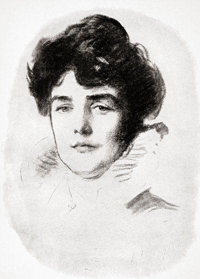 Jeanette Jennie Jerome, lady Randolph Churchill a matka sira Winstona Churchilla, z A Roving Commission by Winston S. Churchill pub. od Scribners, 1930 od John Singer after Sargent