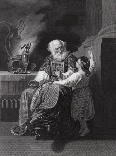 Samuel před Élim (rytina) od John Singleton (after) Copley