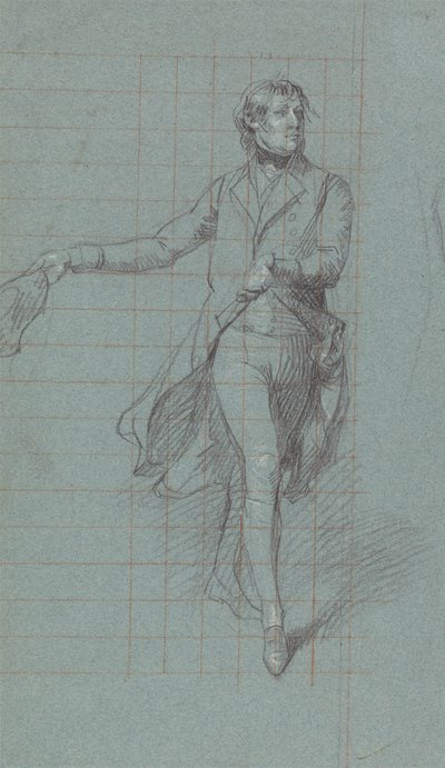 Kapitán W. Fairfax, figurální studie k obrazu Vítězství lorda Duncana (černá křída, zvýrazněná bílou na modrém papíře) od John Singleton Copley