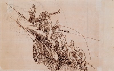 Figurky lpí na troskách, cca 1785-86 (hnědý inkoust na béžovém papíře) od John Singleton Copley