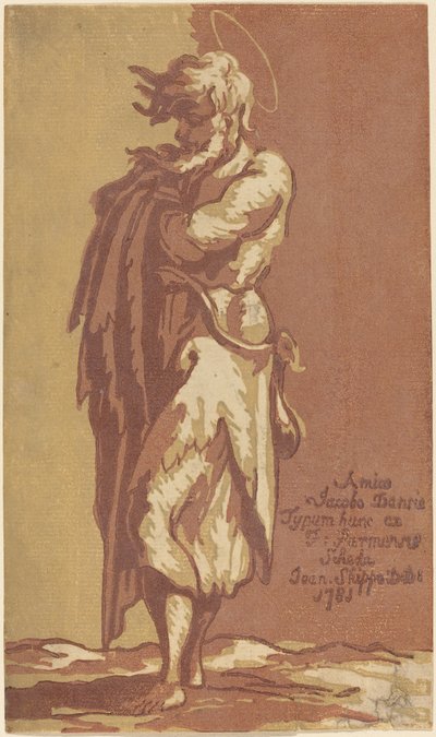 Muž stojící svatý se založenýma rukama čelem doleva od John Skippe after Parmigianino