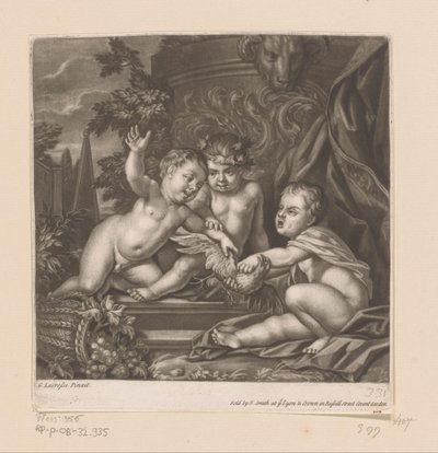 Tři amorky s ptákem od attributed to John Smith