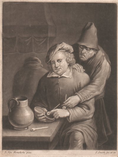 Kuřák sedící u stolu od John Smith