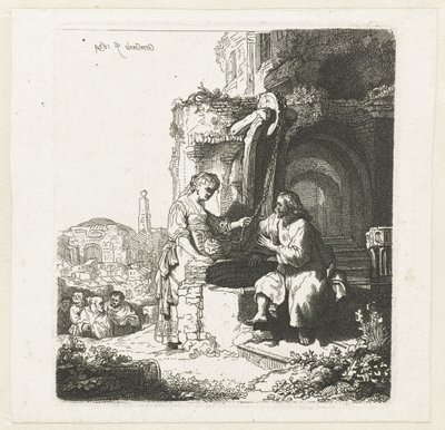 Kristus a žena Samaří mezi ruinami od John Smith of Chichester