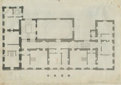 Chillington Hall: kresba perem a tužkou, nd [1789] (kresba) od John Soane
