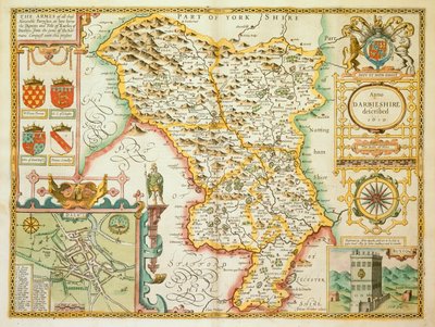 Mapa hrabství Derbyshire, z „The Theatre of the Empire of Great Britain“ od John Speed