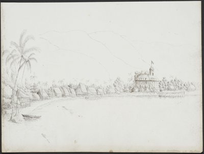 Pohled na Papeete z přístavu, listopad 1845 od John Speer