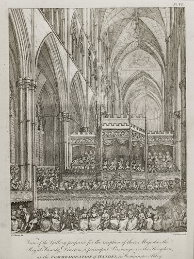 koncert k 25. výročí úmrtí George Fredericka Händela (1685-1759) - Pohled do galerie připravený k přijetí Jejich Veličenstva královské rodiny od John Spilsbury