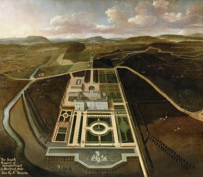 South Prospect of Hampton Court, Herefordshire, kolem roku 1705 od John Stevens