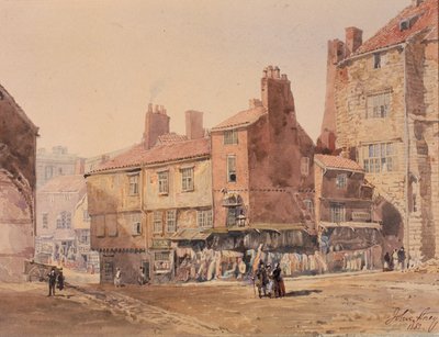 Domy, King Street, poblíž Černé brány (pero a inkoust) od John Storey