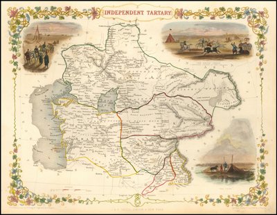 Mapa Nezávislé Tartárie z roku 1851, John Tallis od John Tallis