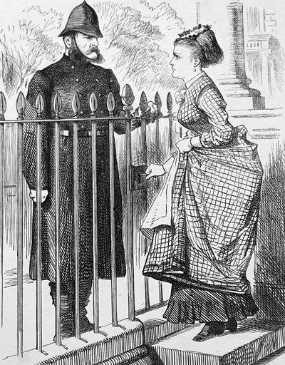 Policista mluví s mladou ženou od John Tenniel