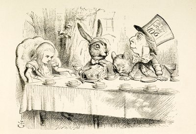 Alice na čajovém večírku šíleného kloboučníka. od John Tenniel