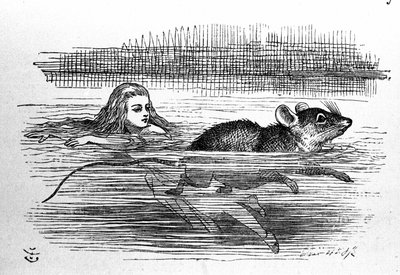 Alenka v říši divů od Lewise Carrolla (E. Dodgson). Ilustrace prvního vydání od Tenniela od John Tenniel