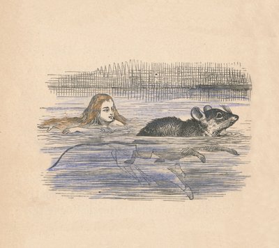 Alice plavající s myší v bazénu, 1889 od John Tenniel