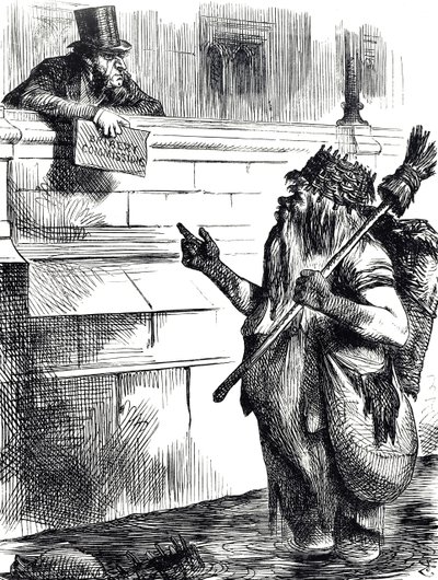 Kreslený komentář o špinavosti Temže a vyšetřování úplatků během voleb v Great Yarmouth, Reigate a Lancaster od John Tenniel