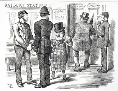 Kreslený komentář k prosbám o zavedení signálu blokového systému na britských železnicích od John Tenniel