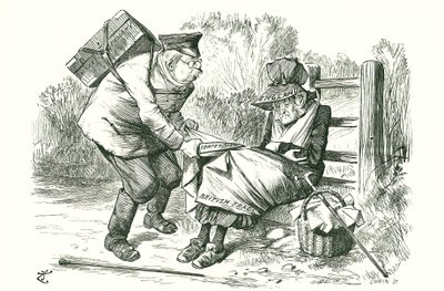 Německo ukradlo Británii pozici světového lídra v obchodu a výrobě. Cartoon John Tenniel z Punch, 5. září 1896. od John Tenniel
