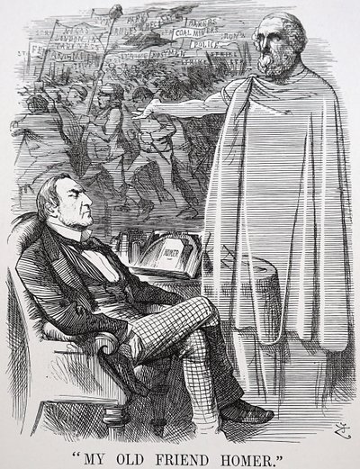Gladstoneův starý přítel Homer od John Tenniel