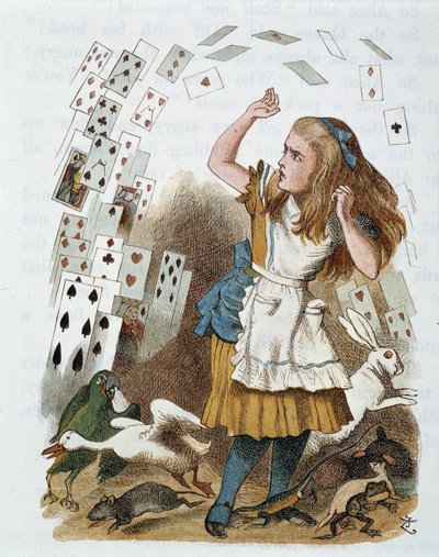 Hrací karty – ve „The školce“ „Alenka v říši divů““ od Lewise Carrolla, ilustrace John Tenniel (1820-1914) od John Tenniel