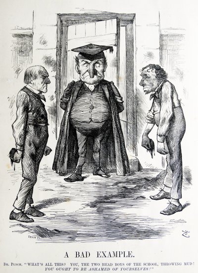 Politická satira zobrazující Williama Ewarta Gladstonea a Benjamina Disraeliho od John Tenniel