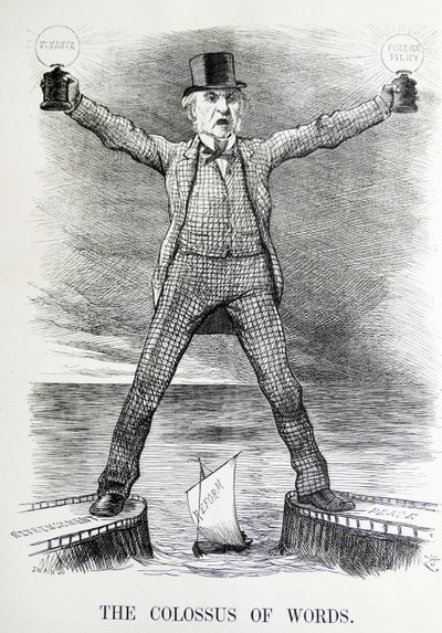 Politická satira zobrazující Williama Ewarta Gladstonea a Benjamina Disraeliho od John Tenniel