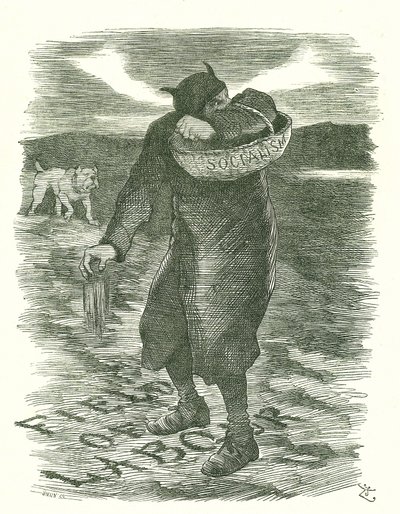 Seting Tares: Strach, že socialismus se šíří mezi britskou pracovní silou. Karikatura Johna Tenniela z Punch, Londýn, 27. února 1886. od John Tenniel