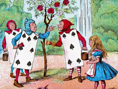 Hrací karty malující růžové keře, c1910 od John Tenniel