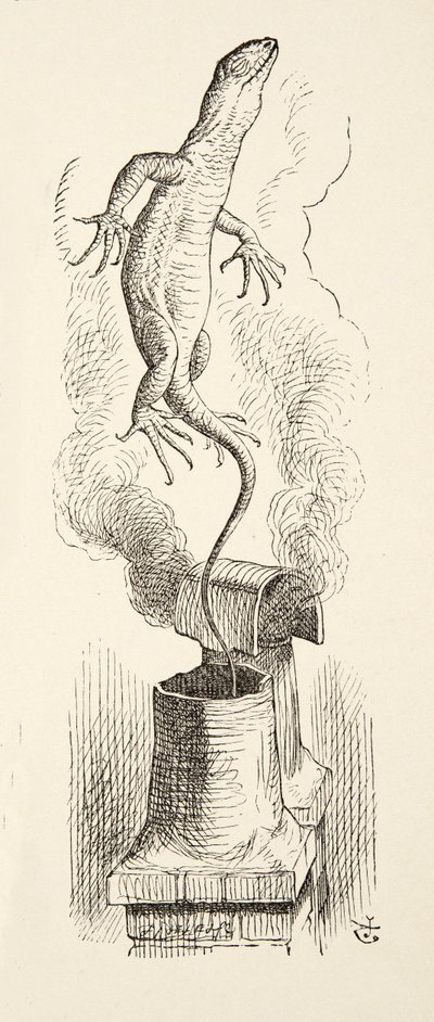 There Goes Bill!, z knihy Alenčina dobrodružství v říši divů od Lewise Carrolla (1832 - 98), vyd. 1891 od John Tenniel