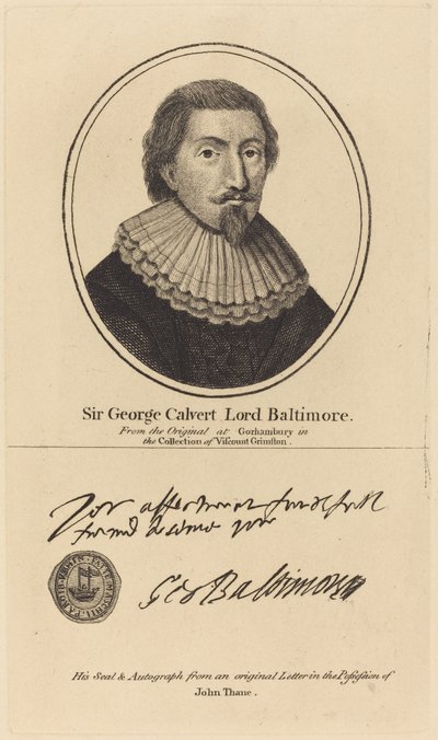Sir George Calvert, lord Baltimore od John Thane