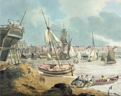 Harbour at Weymouth, Dorset, 1805 (pero, inkoust a akvarel na papíře) od John Thomas Serres