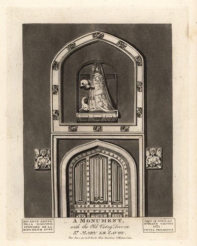 Hrobová podobizna Alicie, dcery Simona Stewarda, se starou sakristií v St Mary le Savoy od John Thomas Smith