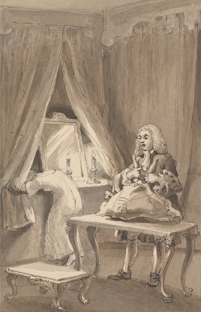 Hogarth poté, co si jeho žena oblékla novou noční košili, svázal své věci, aby je poslal Siru Jamesi Thornhillovi, s dopisem, ve kterém mu řekl: „Vzal svou dceru bez haleny k ní A--e od John Thomas Smith