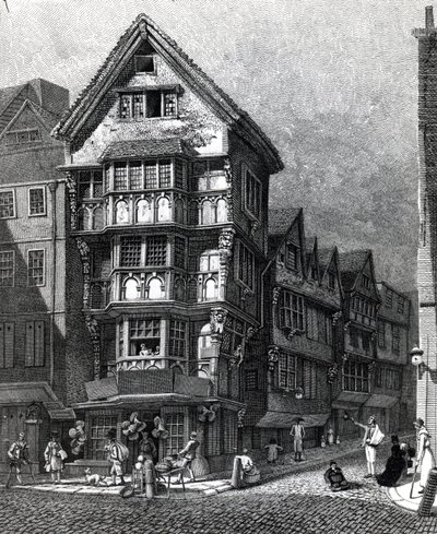 Domy v poslední době stojící na západním rohu Chancery Lane, Fleet Street, vydané v roce 1812 od John Thomas Smith