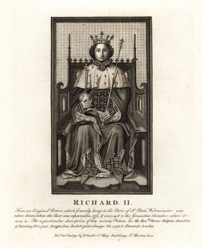 Anglický král Richard II., z původního obrazu zavěšeného ve sboru St Peter’s Westminster od John Thomas Smith