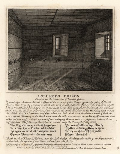 Lollards vězení, ve věži paláce Lambeth od John Thomas Smith