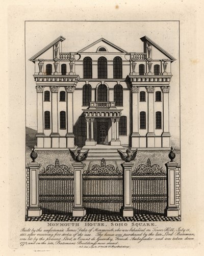 Monmouth House, Soho Square, zničen 1773 od John Thomas Smith